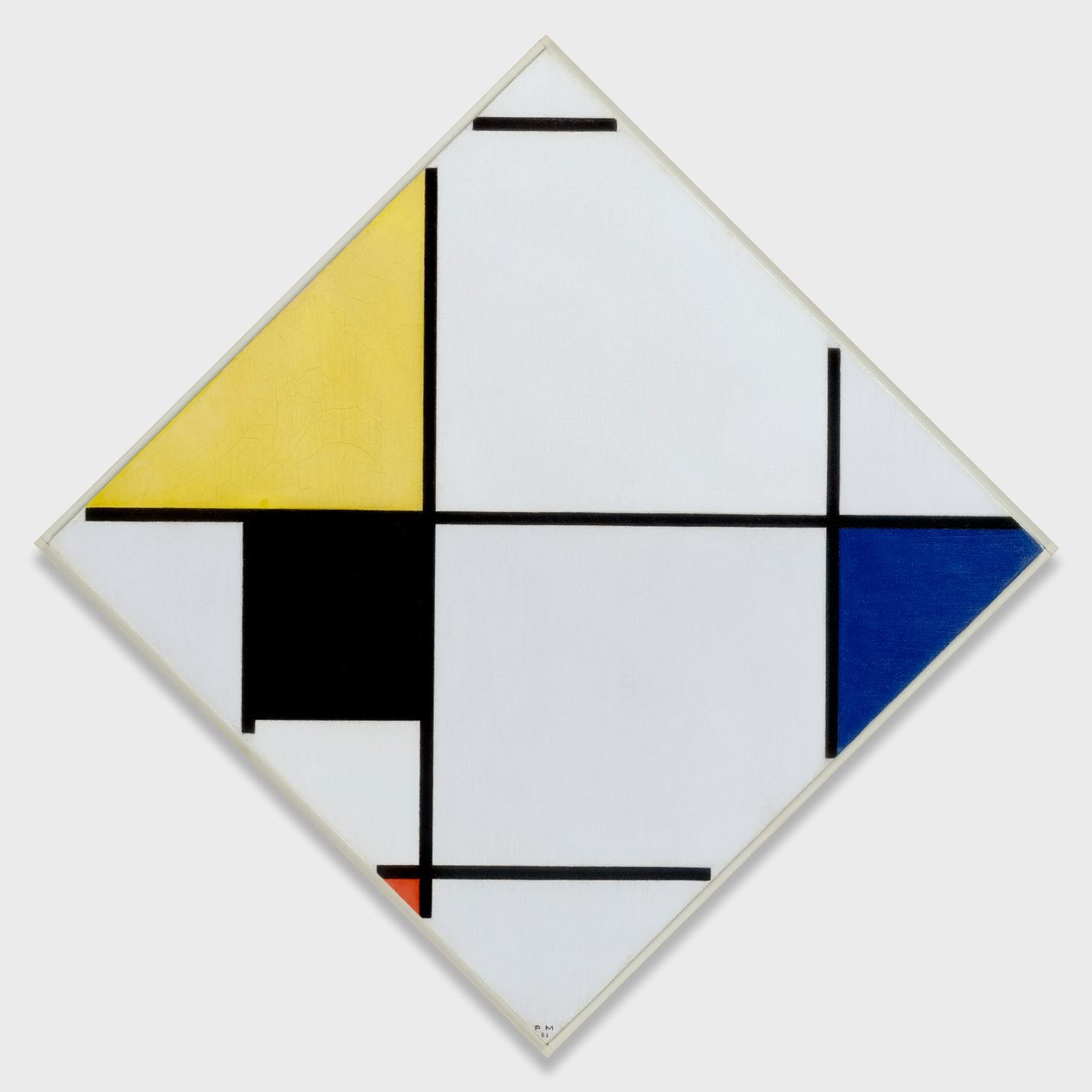 Composición en rombo con amarillo, negro, azul, rojo y gris de Piet Mondrian