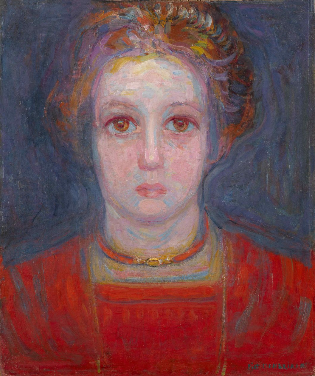 Retrato de una niña en rojo, 1908 de Piet Mondrian