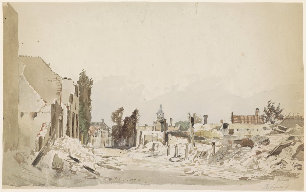 Las ruinas de Bodegraven tras el incendio de junio de 1870 de Piet Schipperus