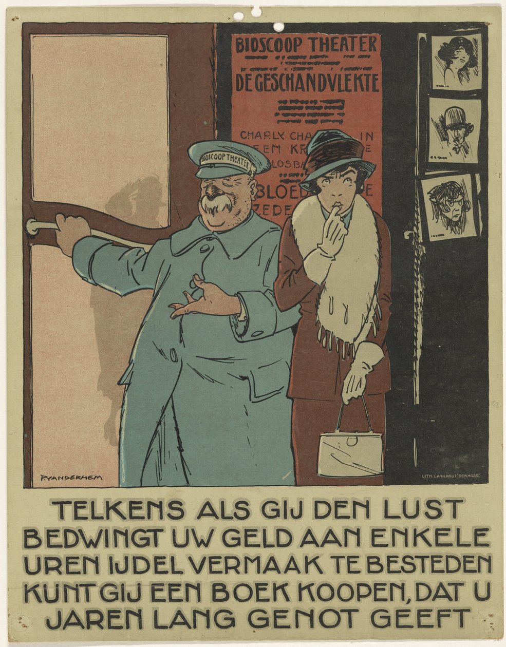 Portero frente a una sala de cine
Campaña de promoción del libro (título de la serie) de Piet van der Hem