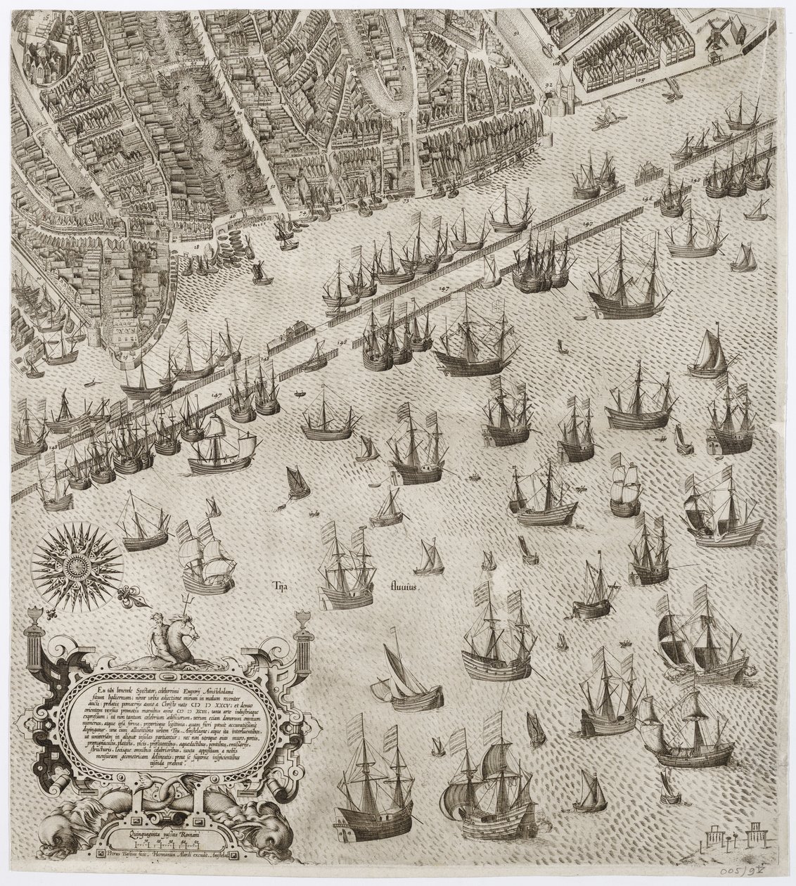 Amstelodamum urbs Hollandiae primaria emporium totius Europae celeberrimum. Parte 4 de un mapa de 4 partes de Ámsterdam de Pieter Bast