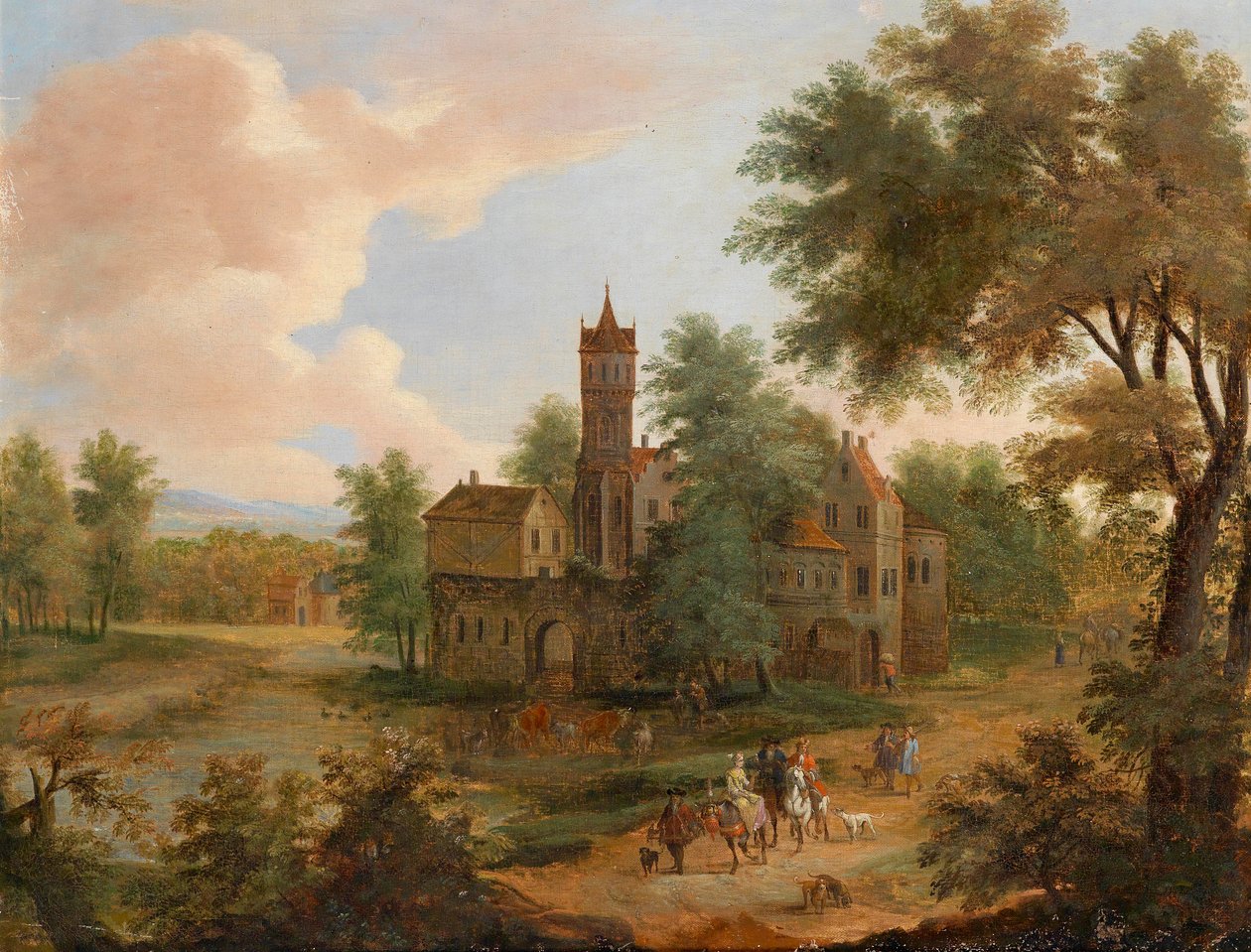 Paisaje con una partida de caza de Pieter Bouts