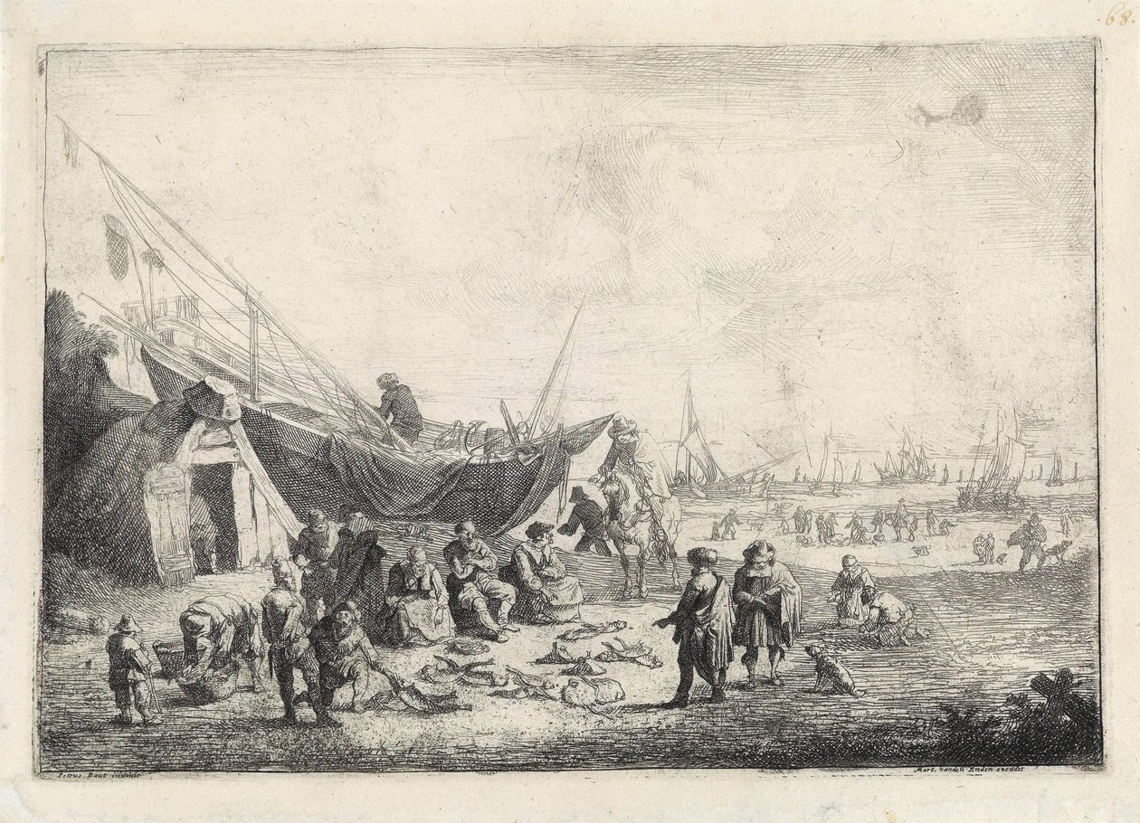 El mercado de pescado en la playa de Scheveningen de Pieter Bouts