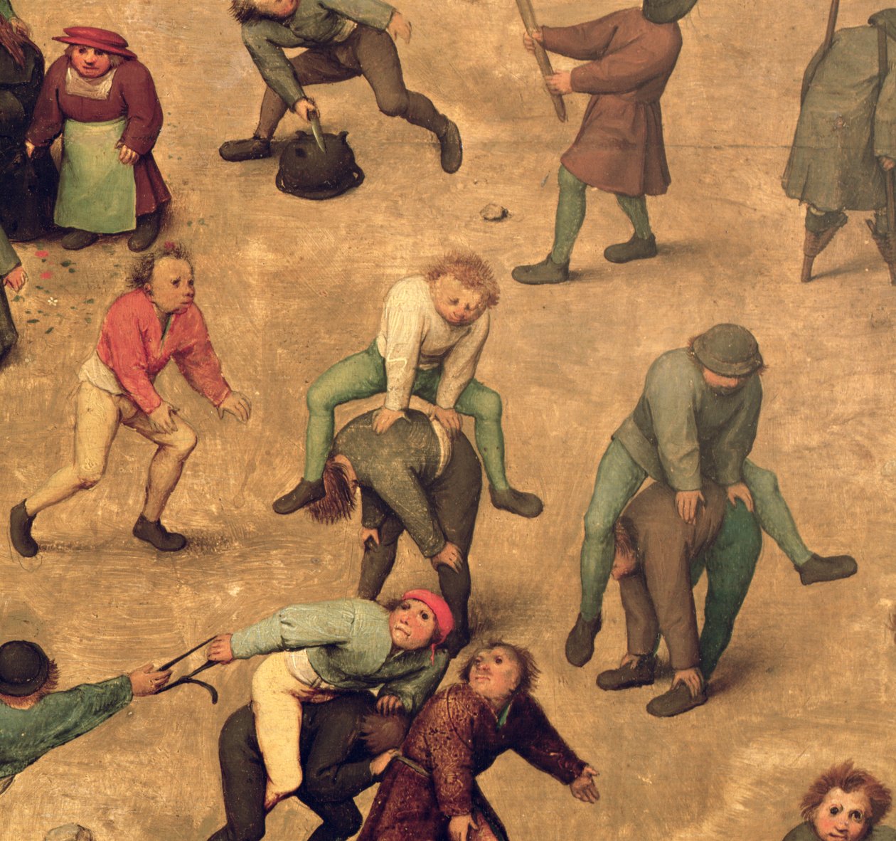Juegos de niños (Kinderspiele): detalle de niños jugando a la rana, 1560 (detalle) de Pieter Bruegel the Elder