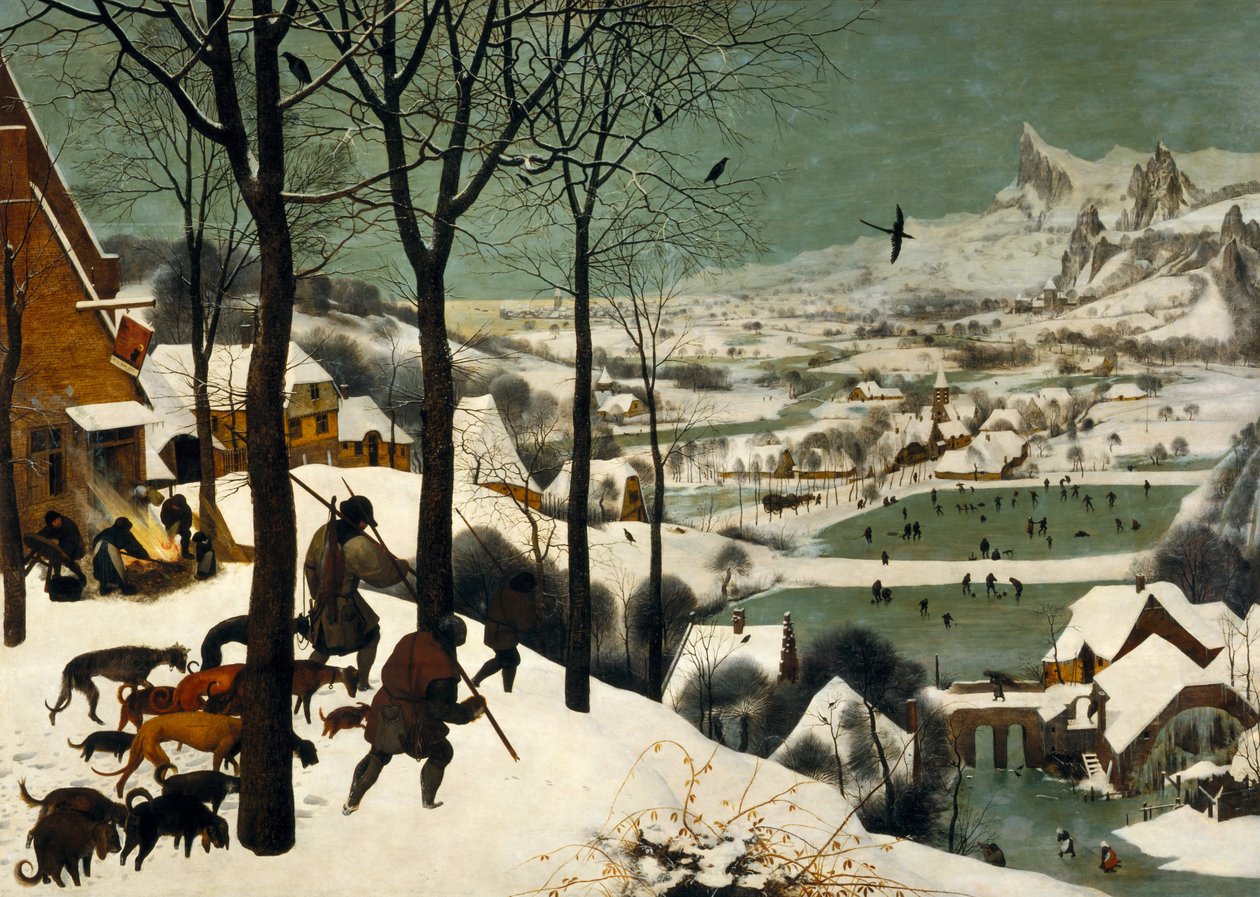 Ciclo mensual, escena: Los Cazadores en la Nieve invierno de Pieter Bruegel the Elder