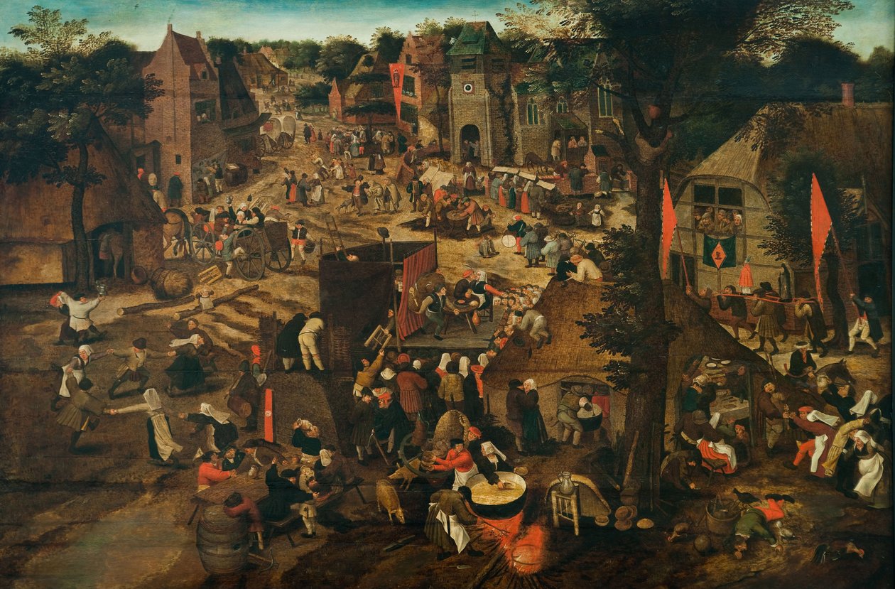 Feria de un pueblo (Festival del pueblo en honor a San Huberto y San Antonio) de Pieter Brueghel the Younger