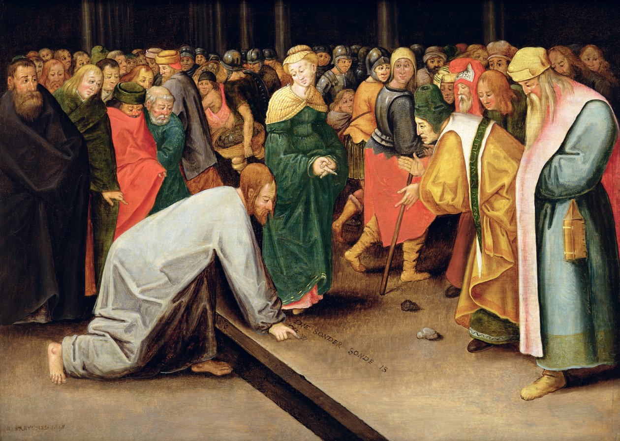 Cristo y la mujer sorprendida en adulterio, 1628 de Pieter Brueghel the Younger
