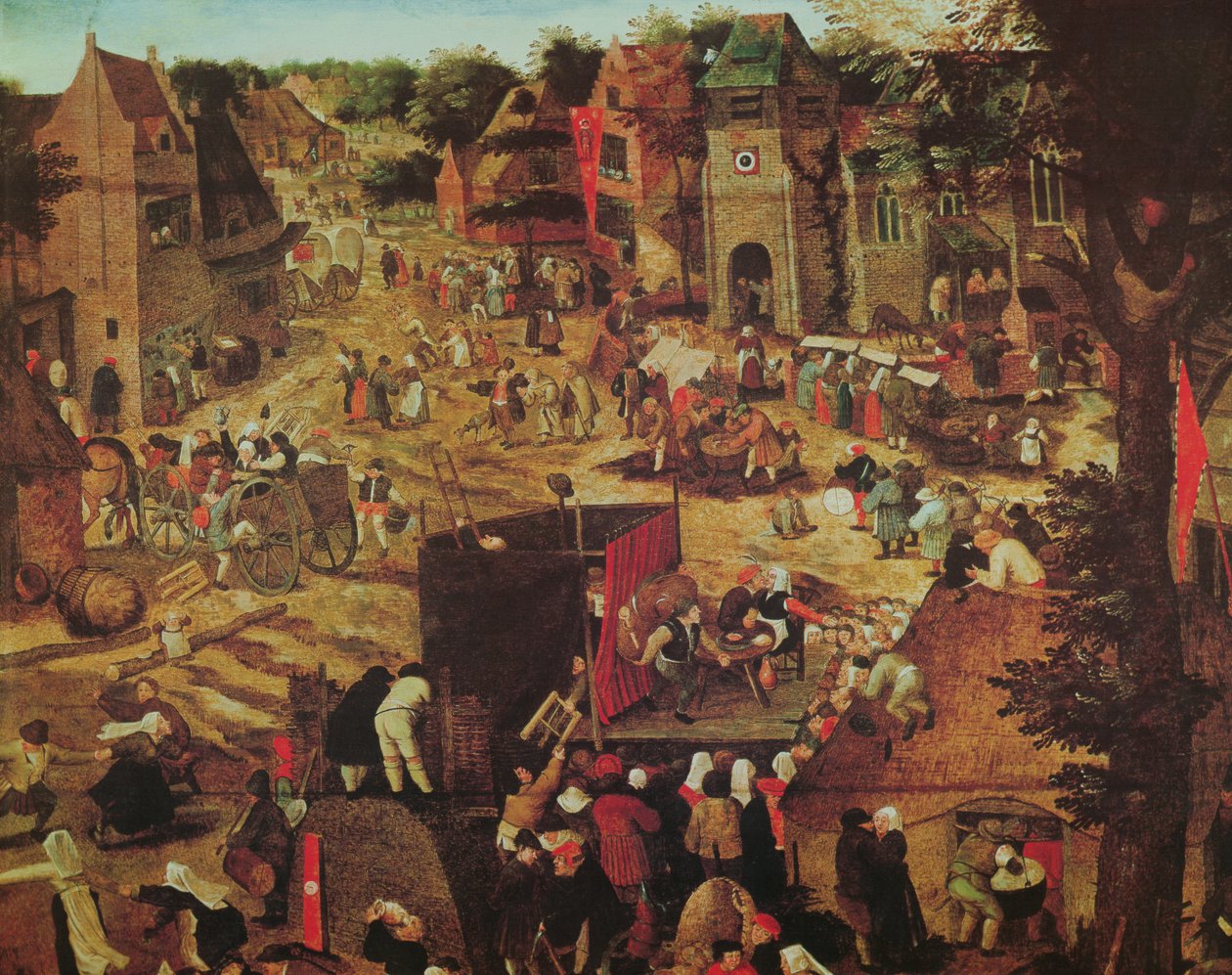 Kermesse con teatro y procesión de Pieter Brueghel the Younger