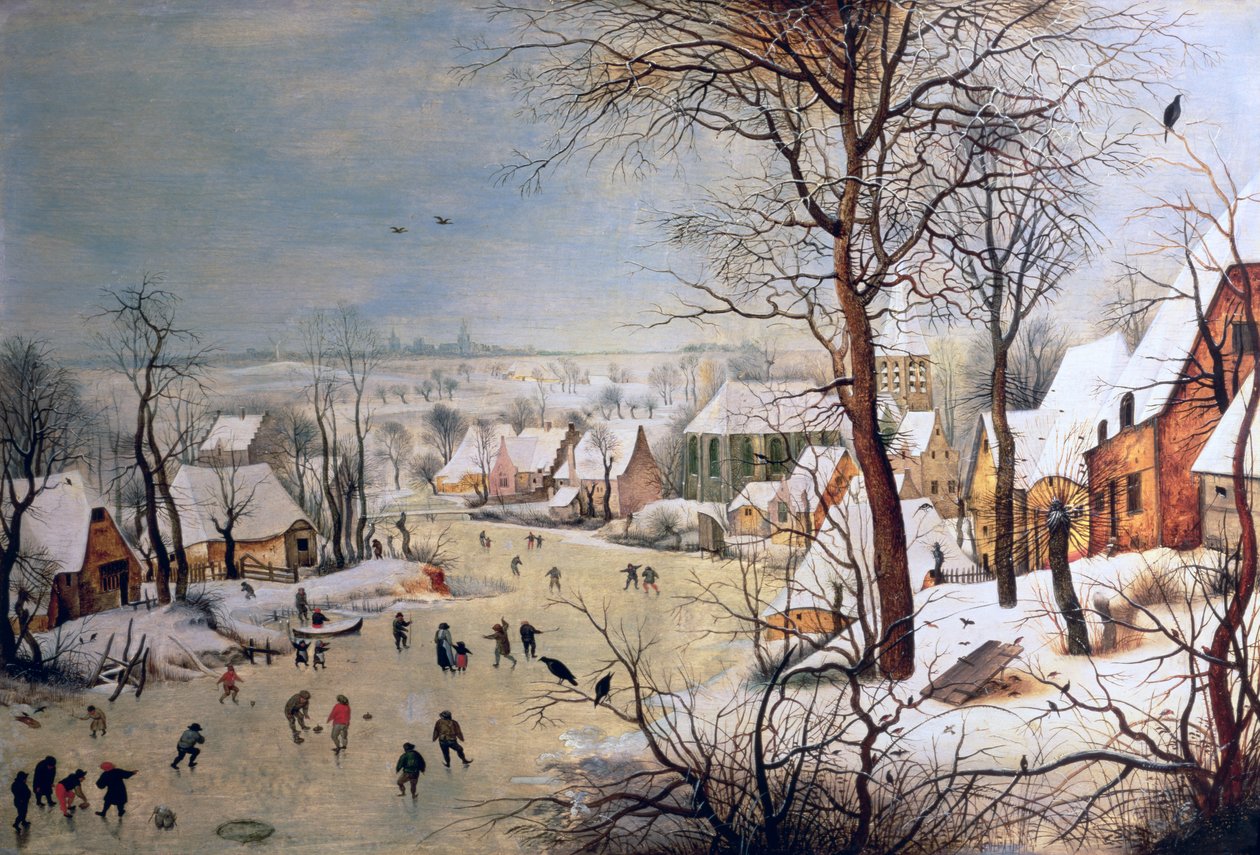 Paisaje de invierno con trampa para pájaros, 1601 de Pieter Brueghel the Younger