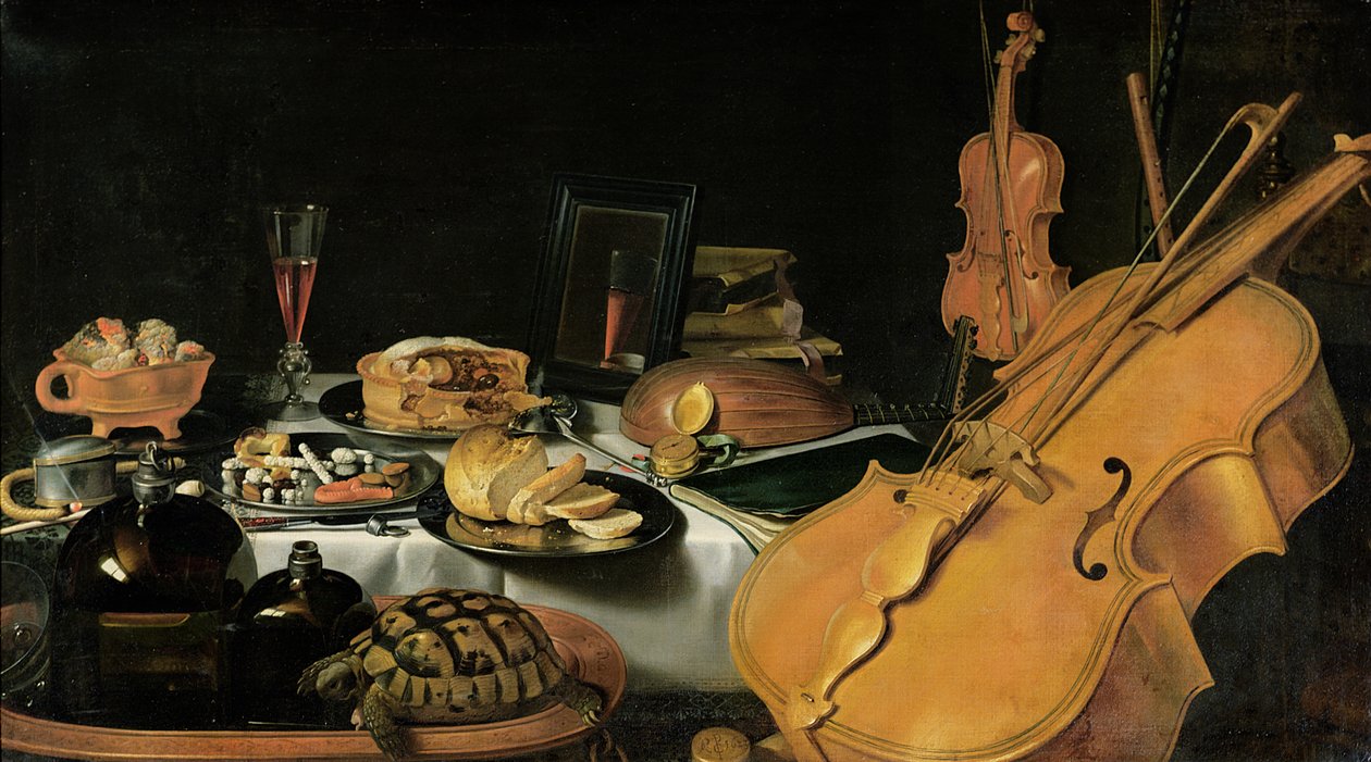 Naturaleza muerta con instrumentos musicales, 1623 de Pieter Claesz