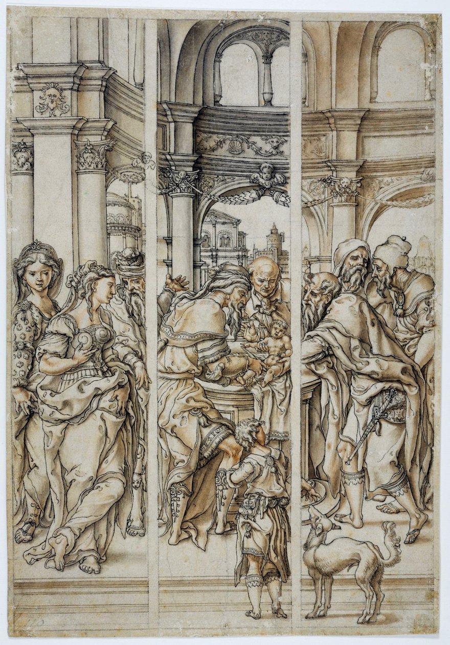 La circuncisión de Cristo, diseño para una vidriera de Pieter Coecke van Aelst