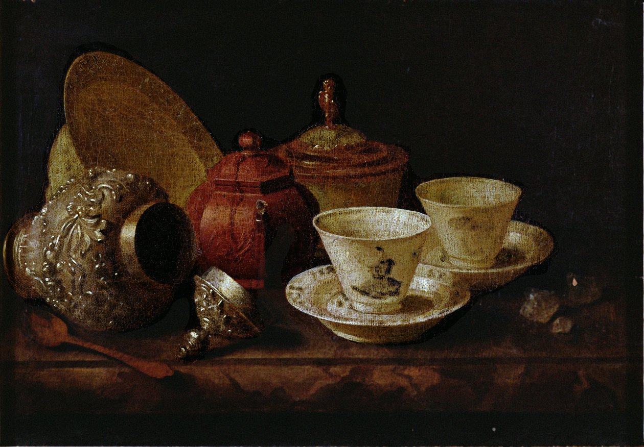 Naturaleza muerta con tazas de té de Pieter Gerritsz. van Roestraten