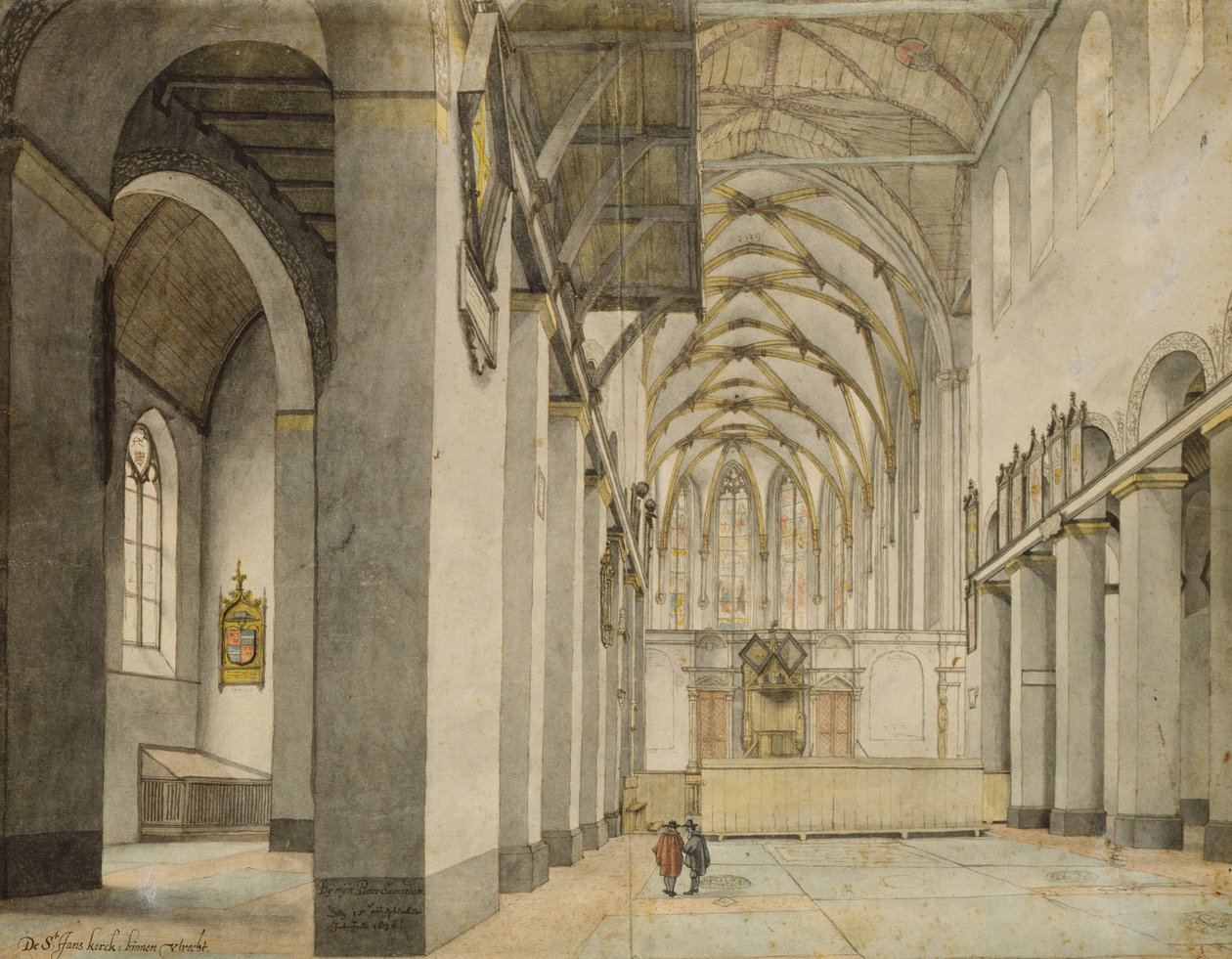 Vista interior, hacia el este, de Johanneskirche, Utrecht, 15 de septiembre de 1636 de Pieter Janszoon Saenredam