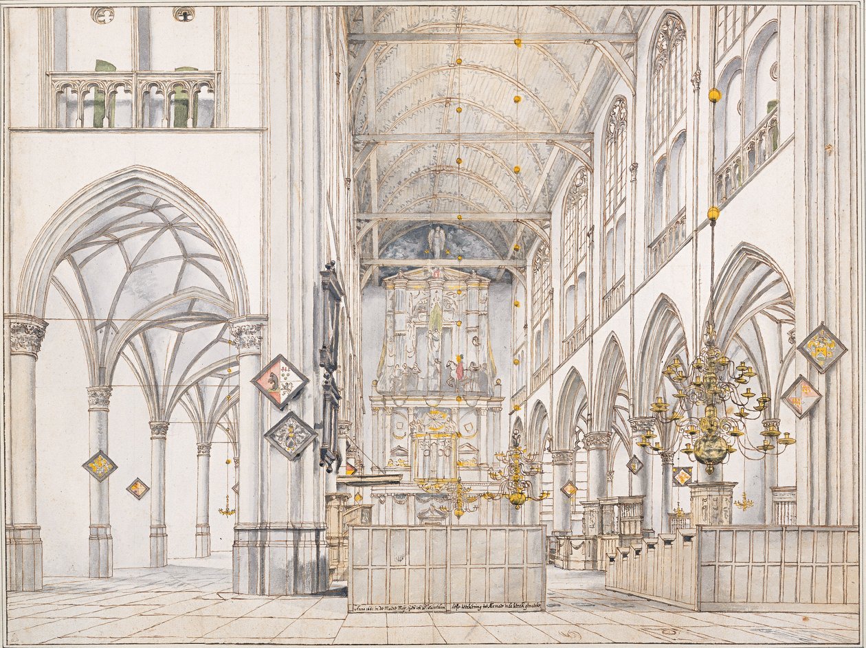 Interior de la iglesia de San Lorenzo (Groote Kerk o Gran Iglesia) en Alkmaar, 1661 de Pieter Janszoon Saenredam
