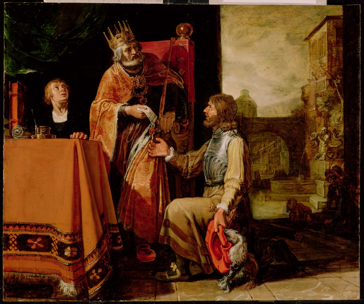 El Rey David Entregando la Carta a Urías, 1611 de Pieter Lastman