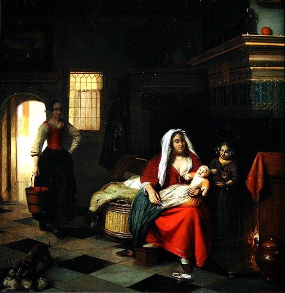 Un Interior con una Madre y sus Hijos de Pieter de Hooch