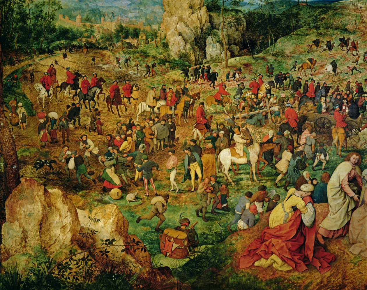 El camino al Calvario, 1564 óleo sobre panel de 186439 y 186440 de Pieter Bruegel the Elder