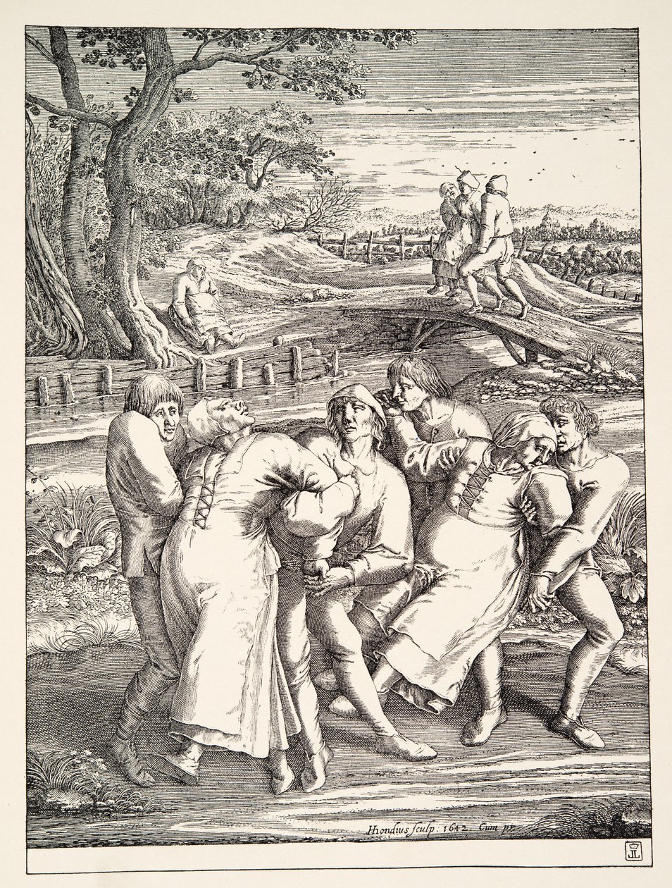 Dos grupos de campesinos siguiendo la peregrinación de la epilepsia, c.1642 de Pieter Bruegel the Elder