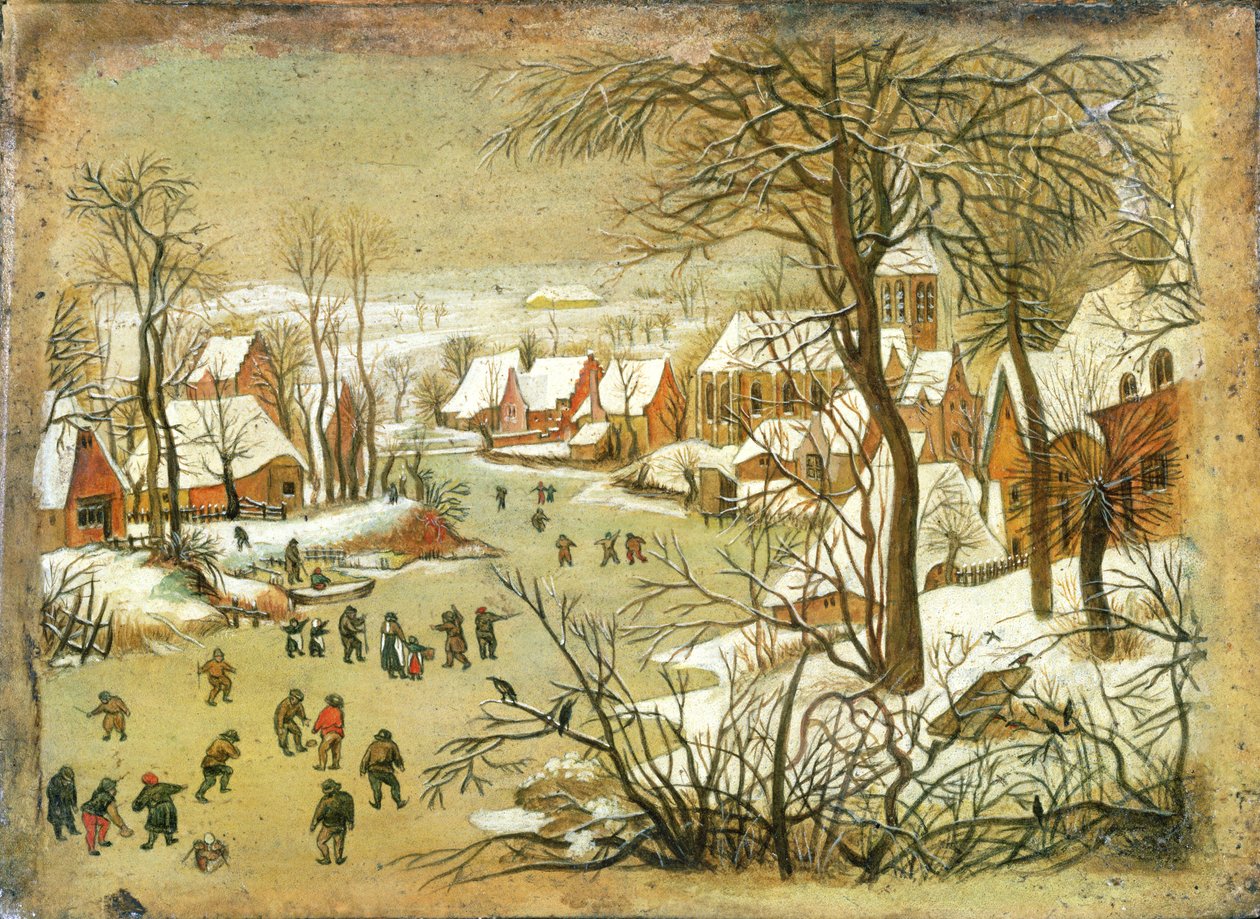 Paisaje de invierno con figuras en un río congelado de Pieter Bruegel the Elder