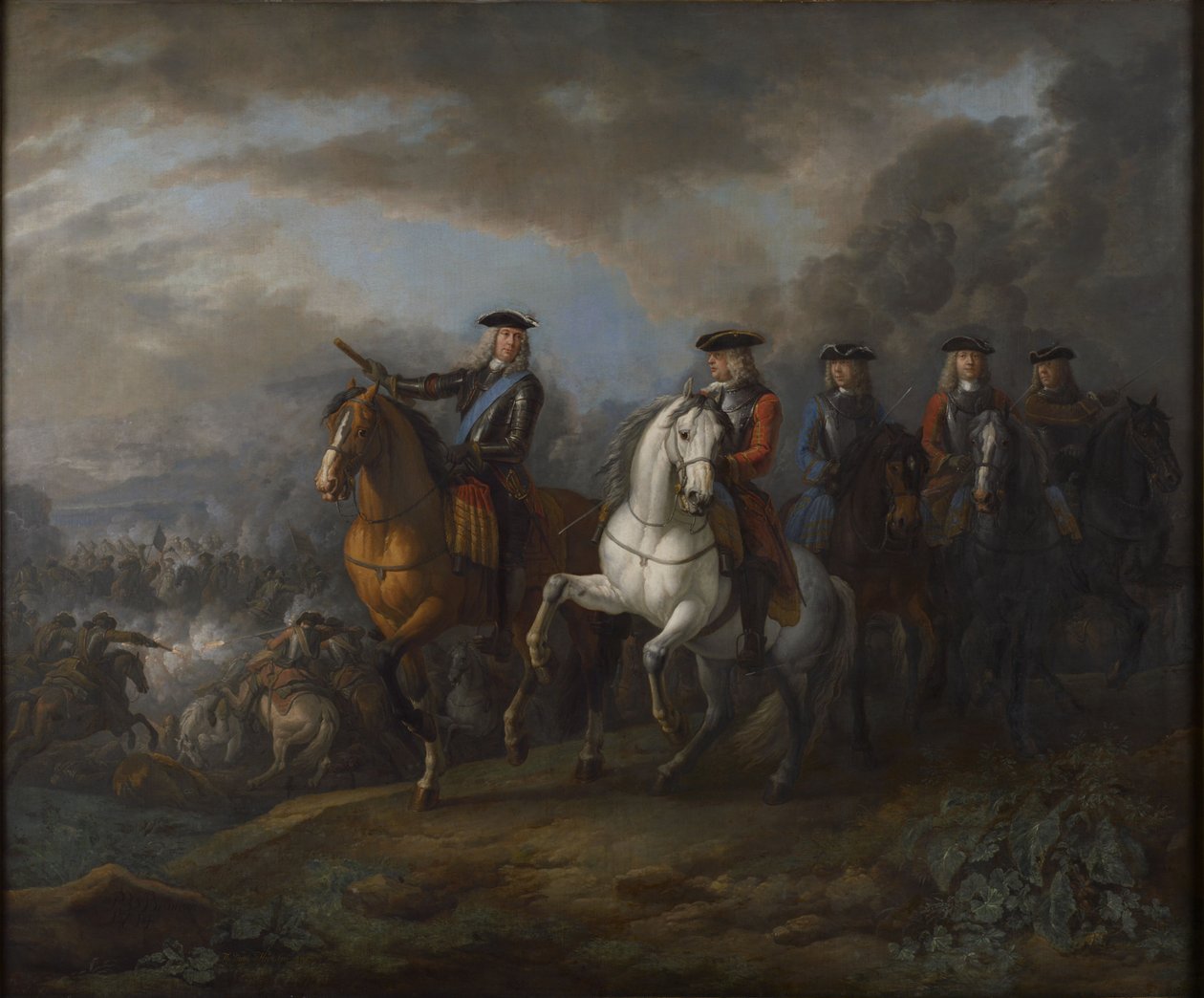 Retrato del Duque de Marlborough y el Conde de Cadogan, general británico, en Blenheim de Pieter van Bloemen