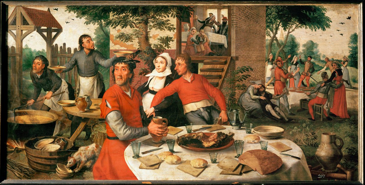 Fiesta de agricultores ... (óleo sobre madera de roble) de Pieter (1507/08-75) Aertsen