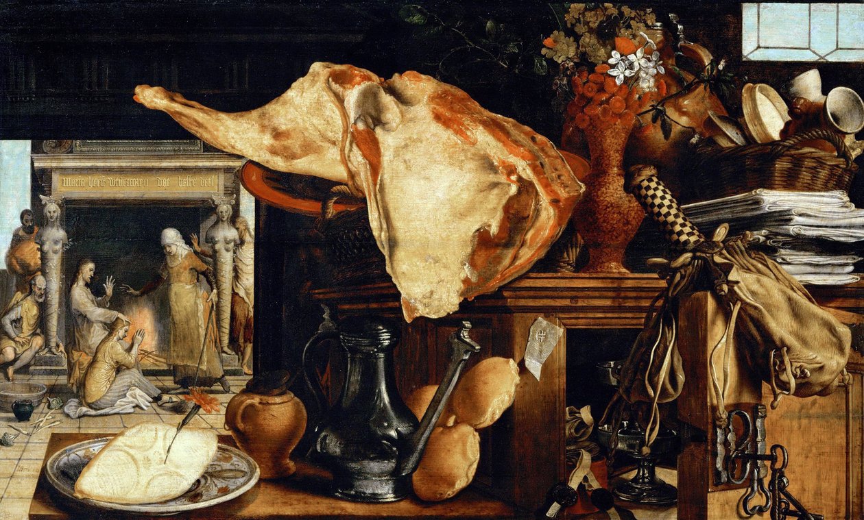 Naturaleza muerta de vanidad (Cristo en la casa de Marta y María) de Pieter Aertsen