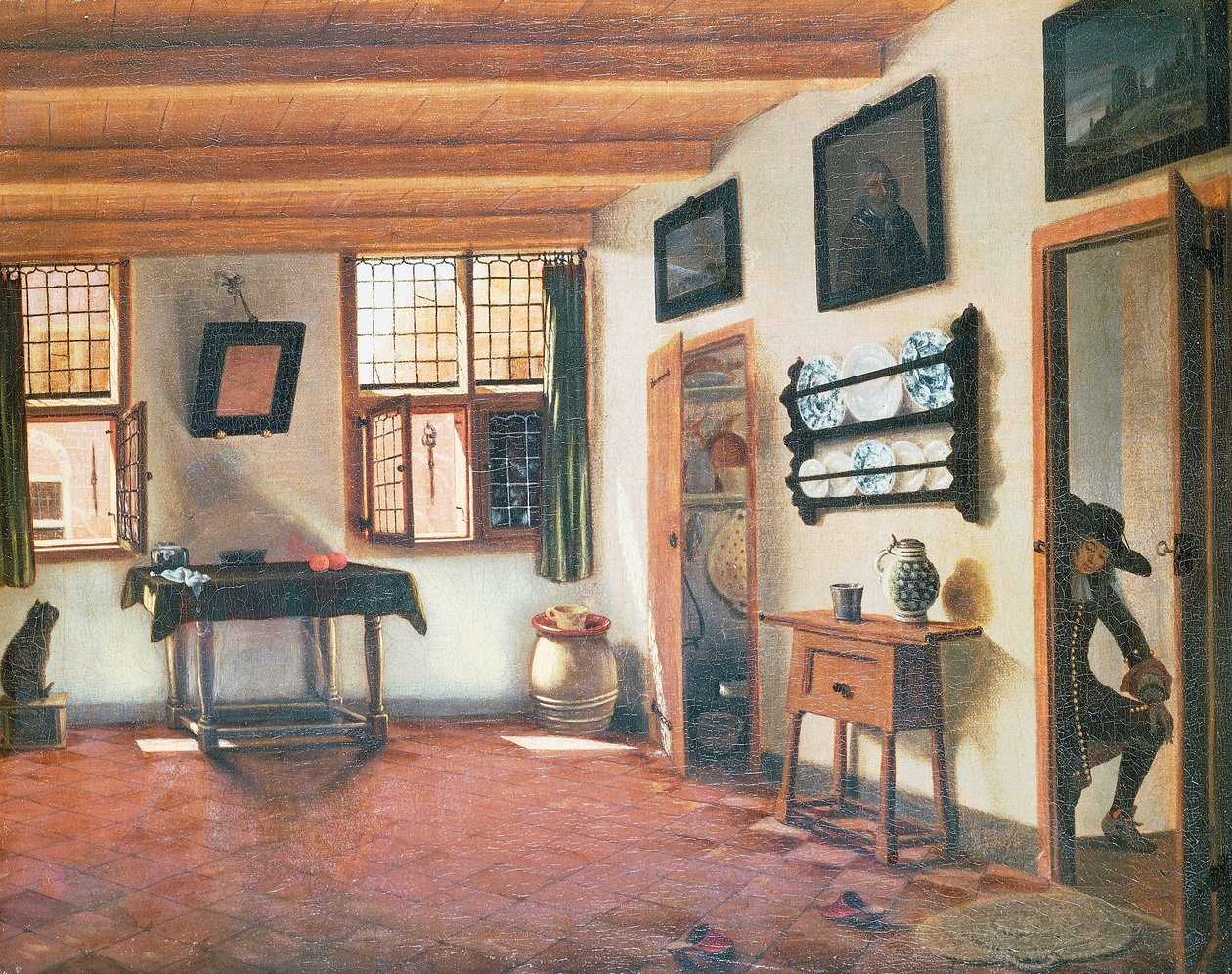 Interior de una casa holandesa, ca 1670 de Pieter Janssens