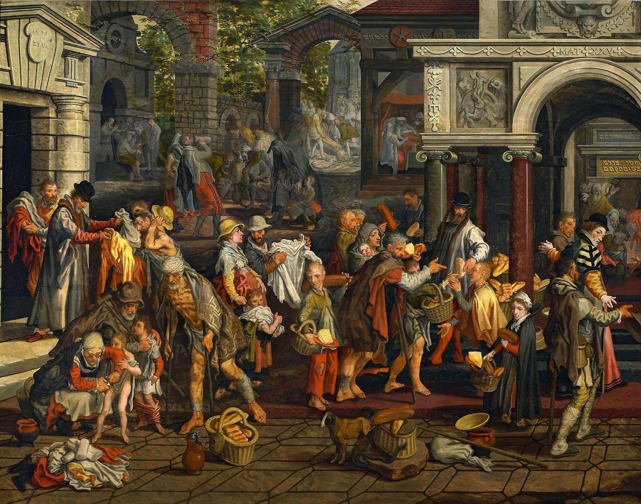 Obras cristianas de misericordia (Mateo 25:35-36) de Pieter Aertsen