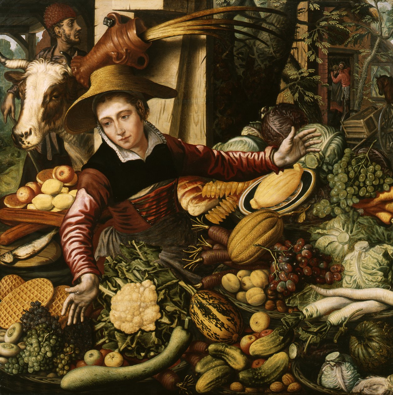 Vendedora en el puesto de verduras de Pieter Aertsen