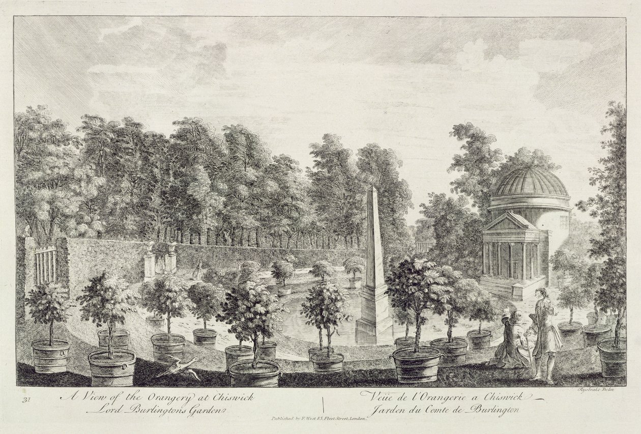 Vista de la Orangerie, jardín de Lord Burlington en Chiswick de Pieter Andreas Rysbrack