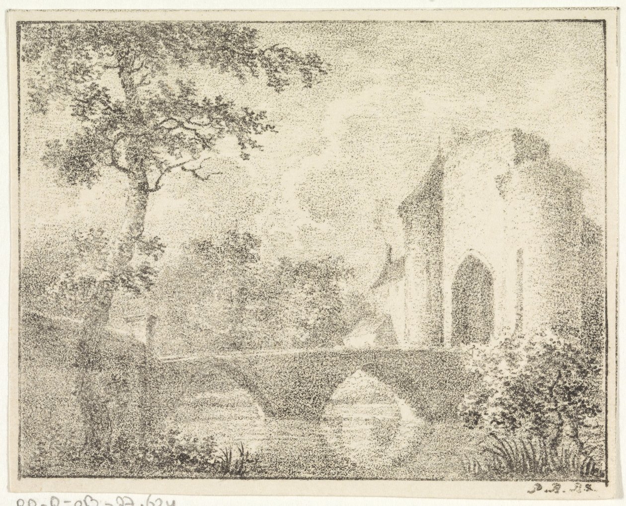 Castillo con puente en un paisaje de Pieter Bartholomeusz. Barbiers