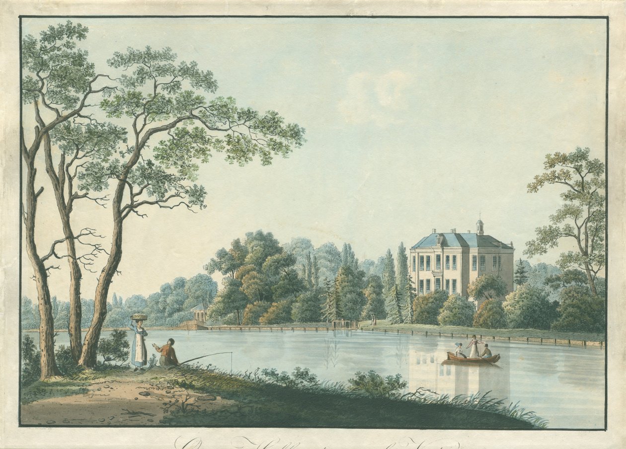 Vista de la casa de Over Holland con casa de té en el Vecht en Nieuwersluis
Over-Holland en el Vecht (título en el objeto) de Pieter Bartholomeusz. Barbiers
