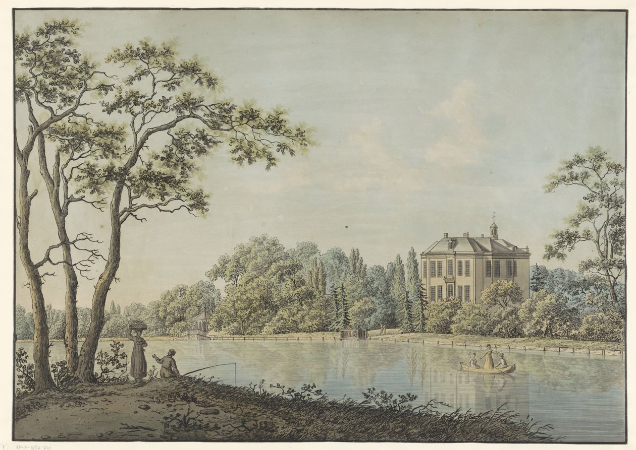 Vista de la casa de Over Holland con casa de té en el Vecht en Nieuwersluis de Pieter Bartholomeusz. Barbiers