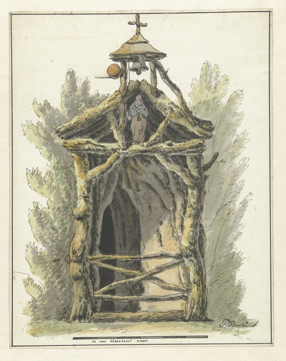 Ermita con estatua de santo de Pieter Bartholomeusz. Barbiers