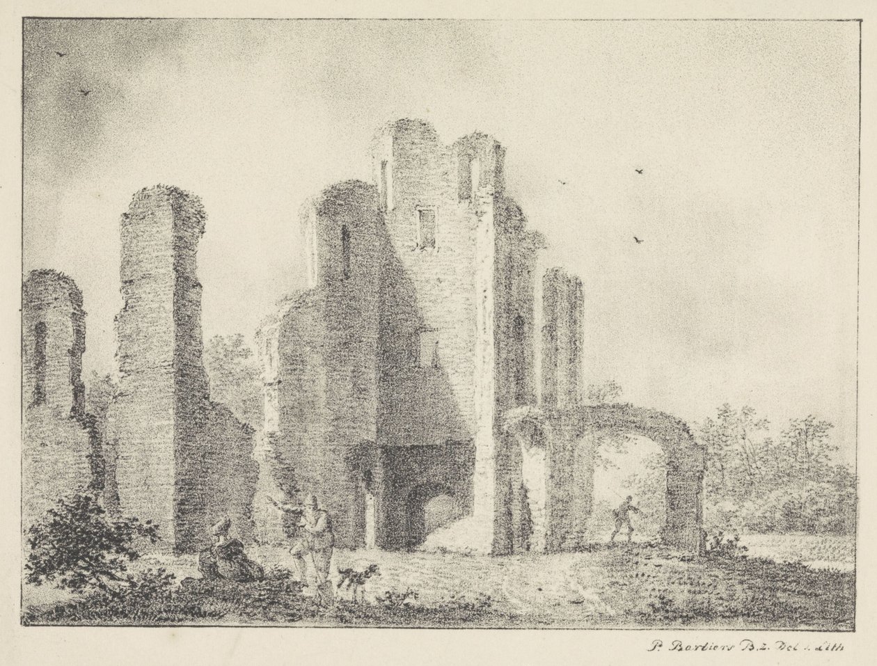 Paisaje con ruinas y figuras de Pieter Bartholomeusz. Barbiers