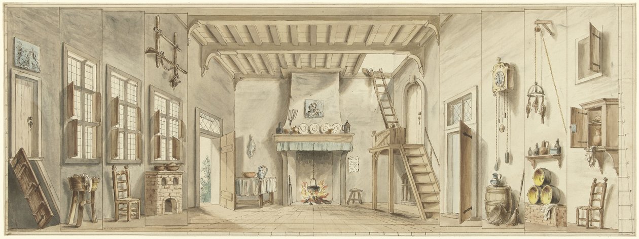 Diseño de una escenografía para la ópera flamenca Het Kapertje de Pieter Bartholomeusz. Barbiers