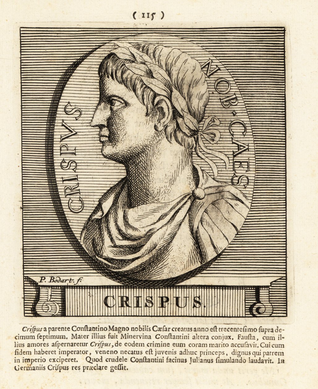 Flavio Julio Crisipo, hijo del emperador romano Constantino el Grande,1724 (grabado) de Pieter Bodart