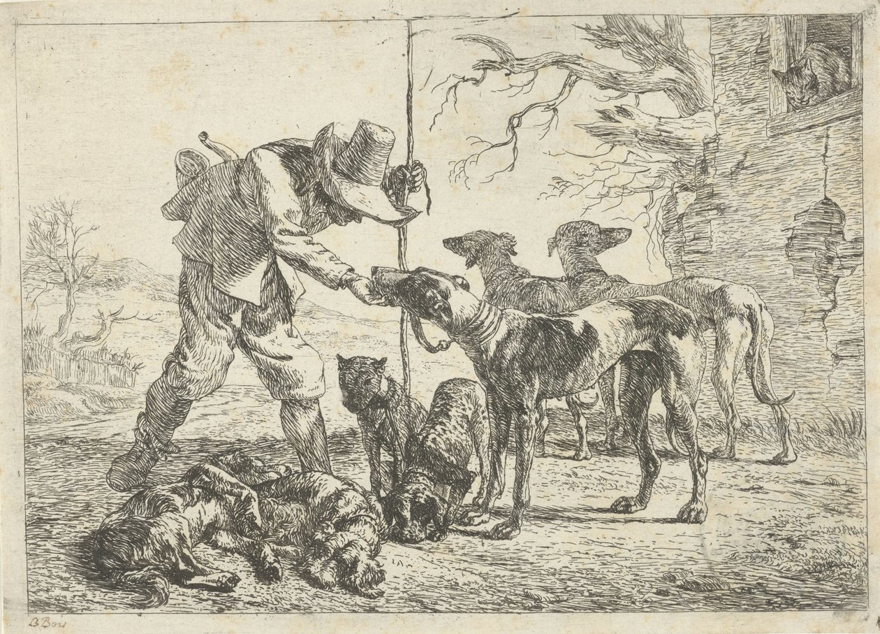 Cazador con siete perros Diferentes animales (título de la serie) de Pieter Bodding van Laer