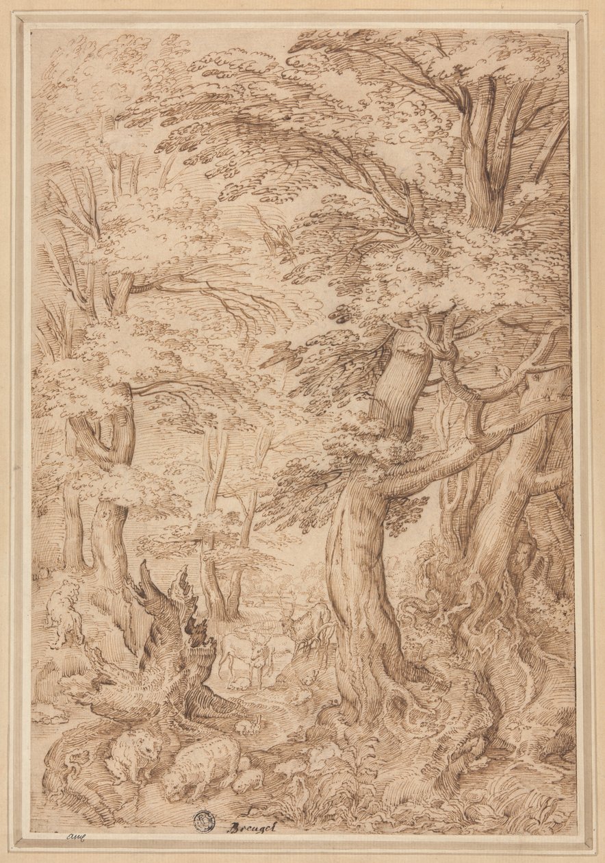 Paisaje forestal con animales salvajes de Pieter Bruegel the Elder