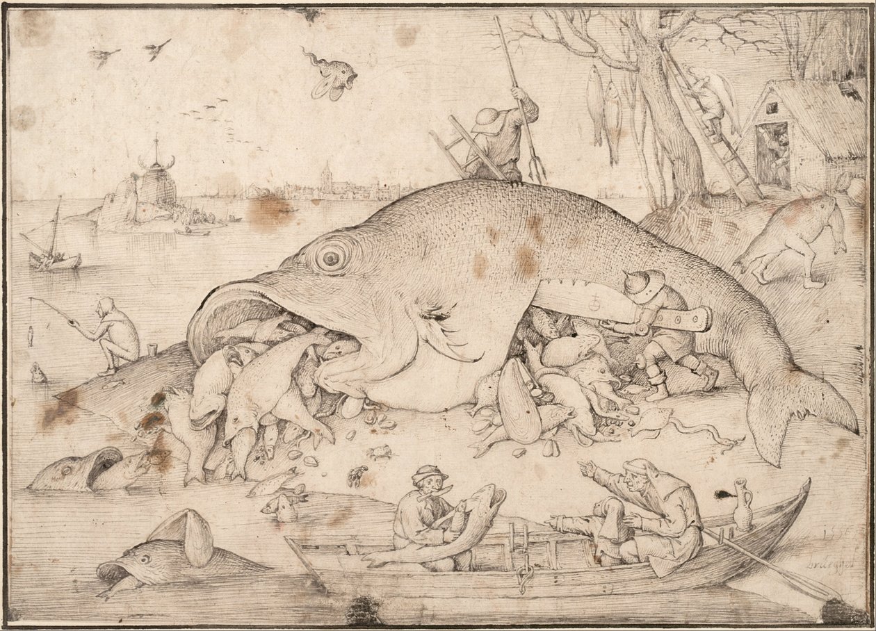 Peces grandes se comen a los pequeños, 1556 de Pieter Bruegel the Elder