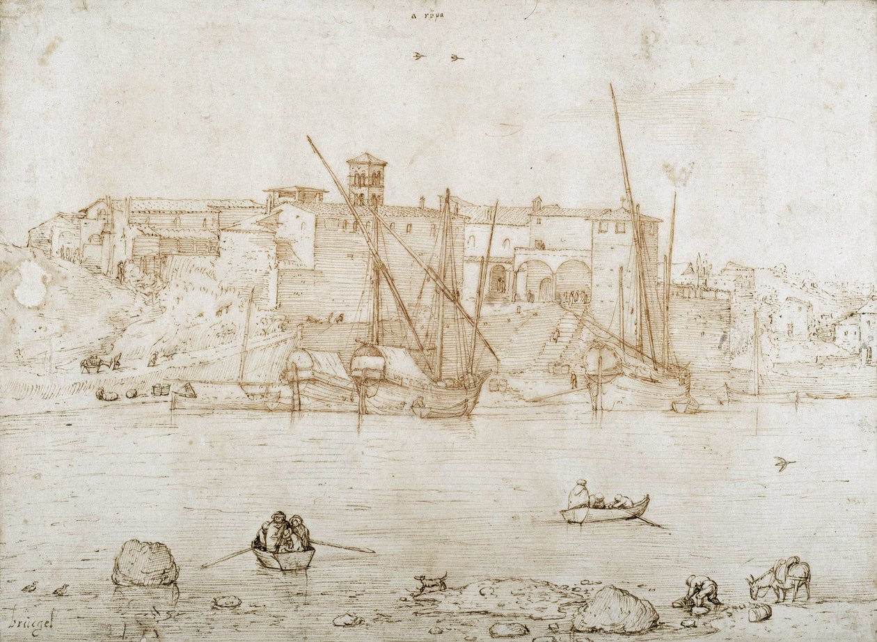 Vista de la Ripa Grande en Roma de Pieter Brueghel the Elder