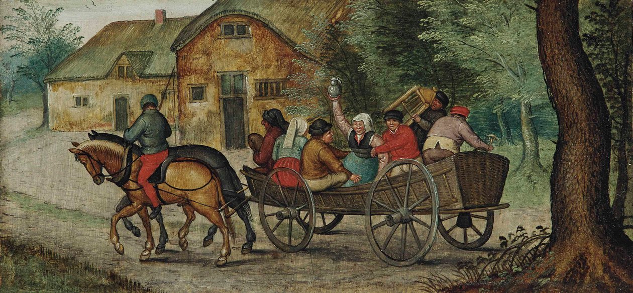 Neerlandés: Campesinos en un carro Campesinos en un carro abierto de Pieter Brueghel the Younger