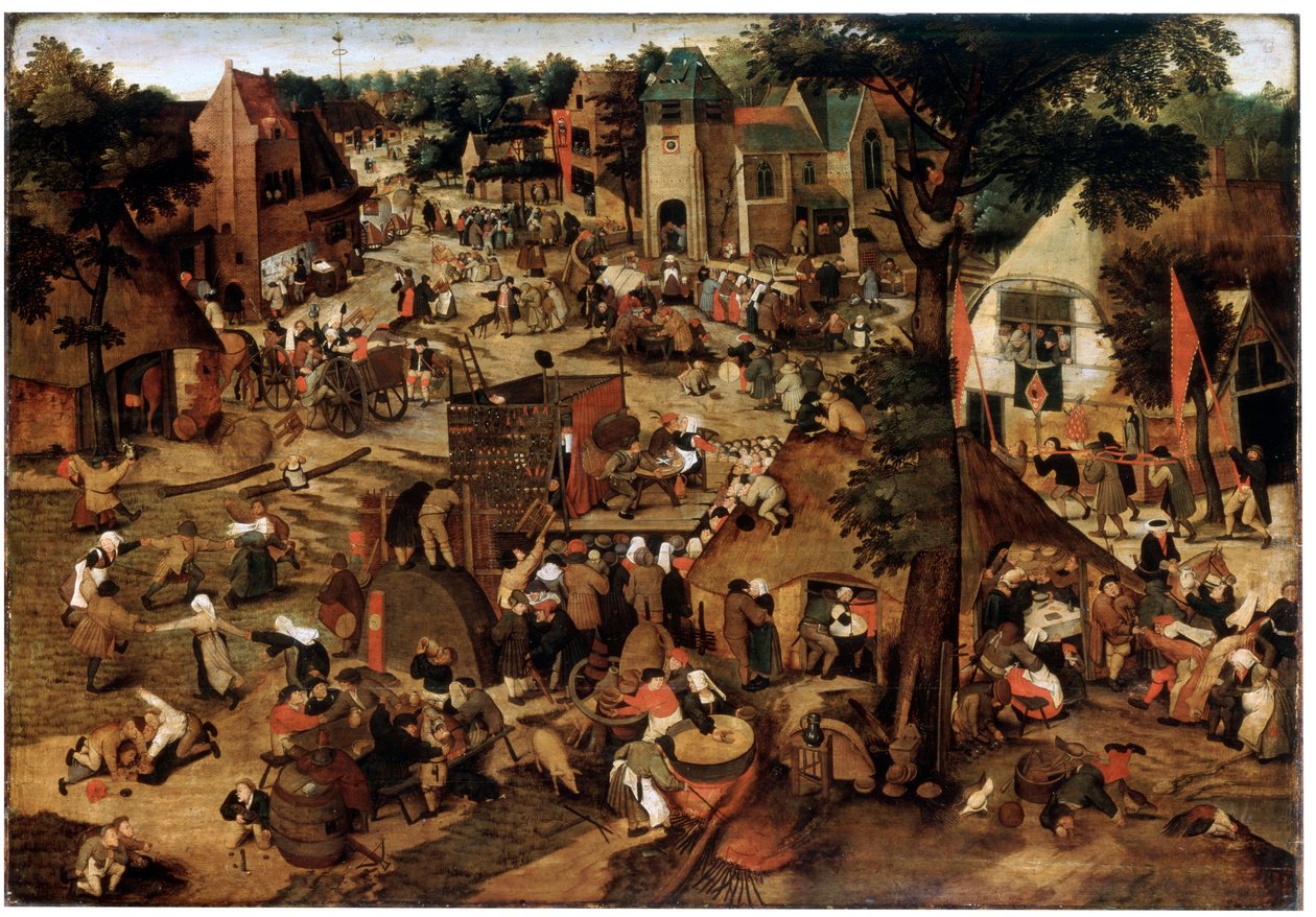 Feria con una representación teatral, c. 1580-1630 de Pieter Brueghel the Younger