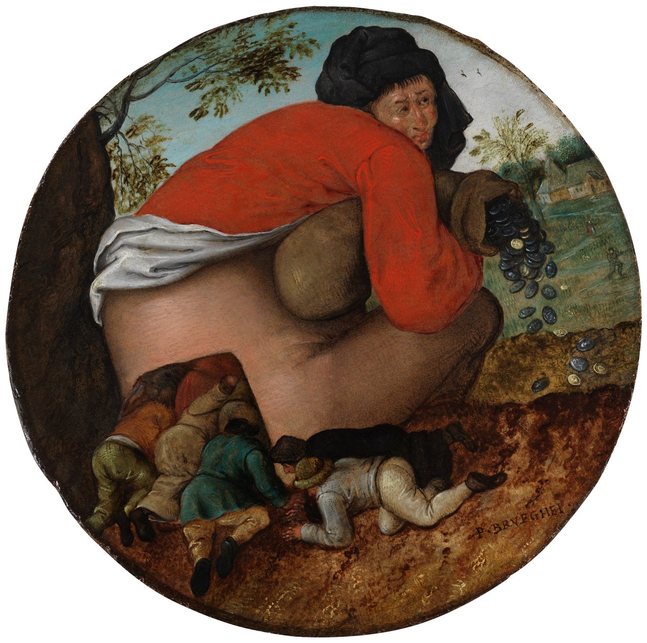 El hombre de la bolsa de dinero y los aduladores de Pieter Brueghel the Younger
