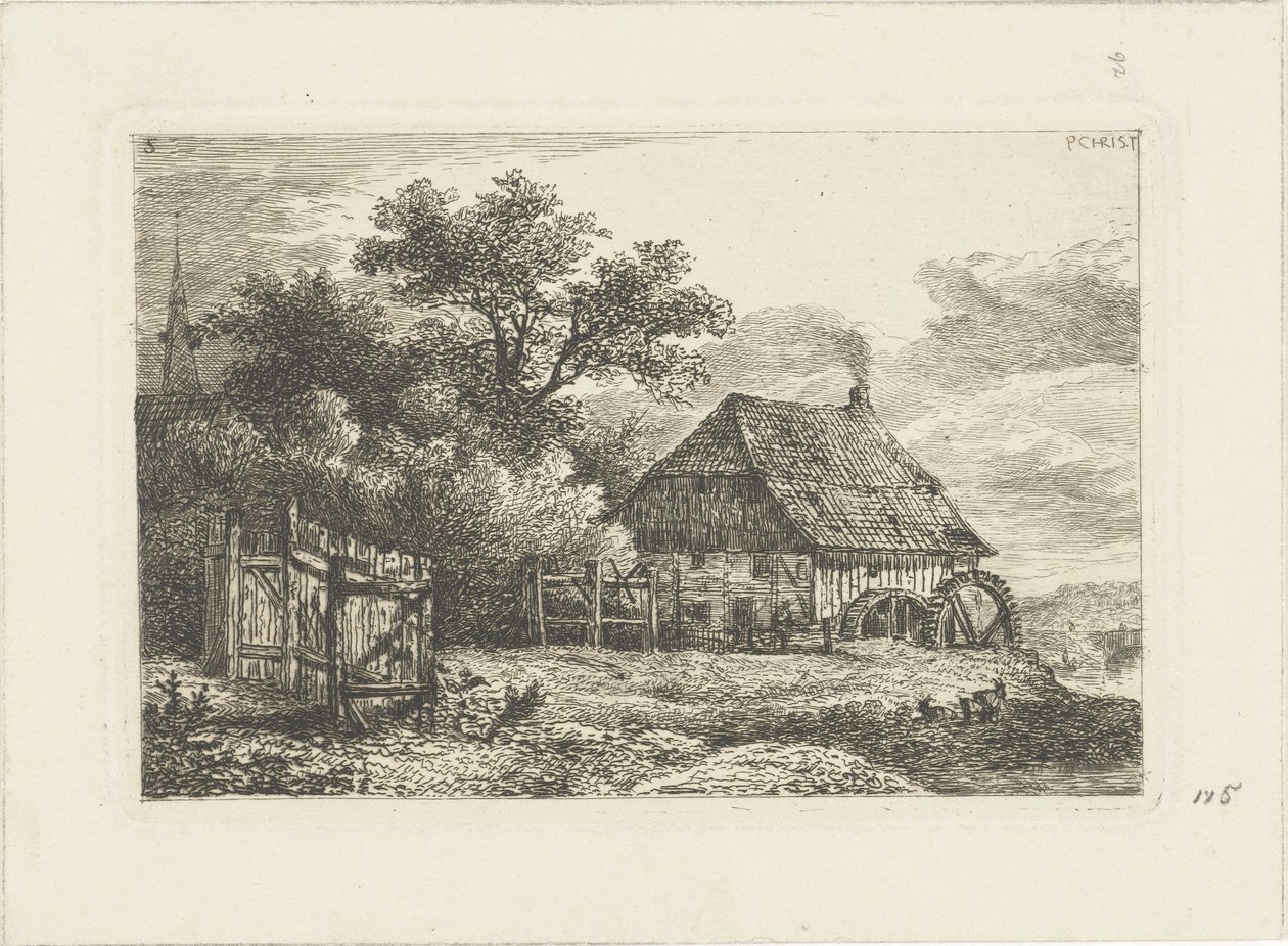 paisaje con molino de agua Paisajes acuáticos (título de la serie) de Pieter Casper Christ