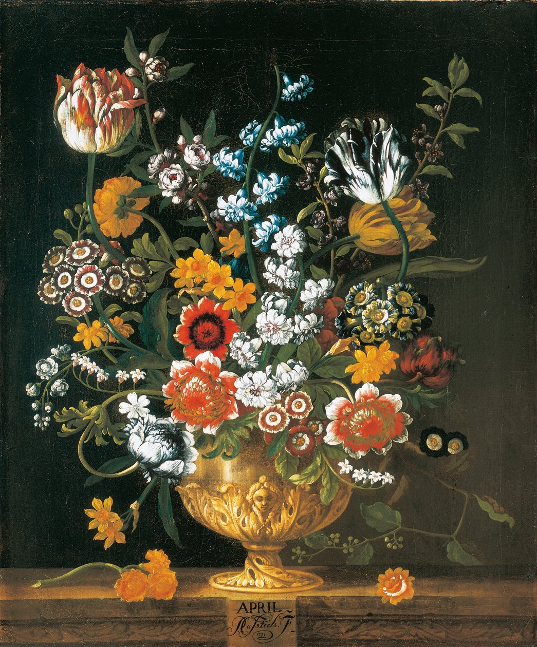 Abril, de Los doce meses de flores, un calendario floral de naturalezas muertas de Pieter Casteels