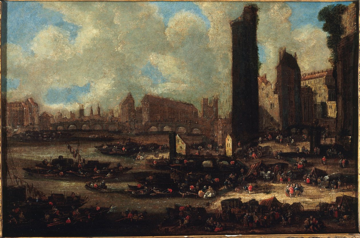 Le Pont-Neuf, la Cité, la Tour et la Porte de Nesle, hacia 1650, hacia 1650 (óleo sobre lienzo) de Pieter Casteels