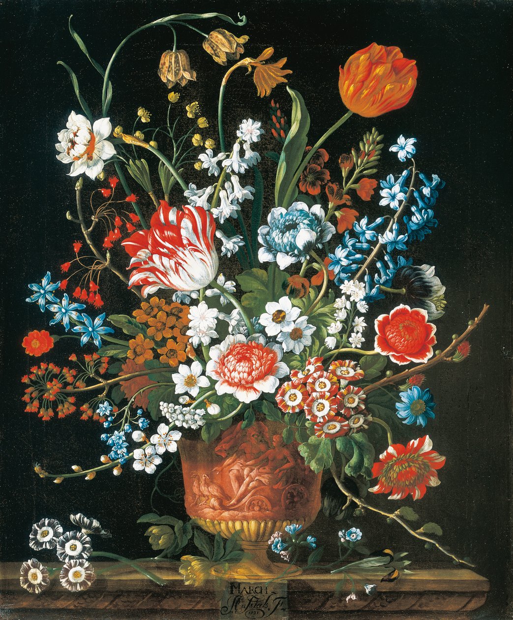 Marzo, de Los Doce Meses de Flores, un calendario floral de naturalezas muertas de Pieter Casteels