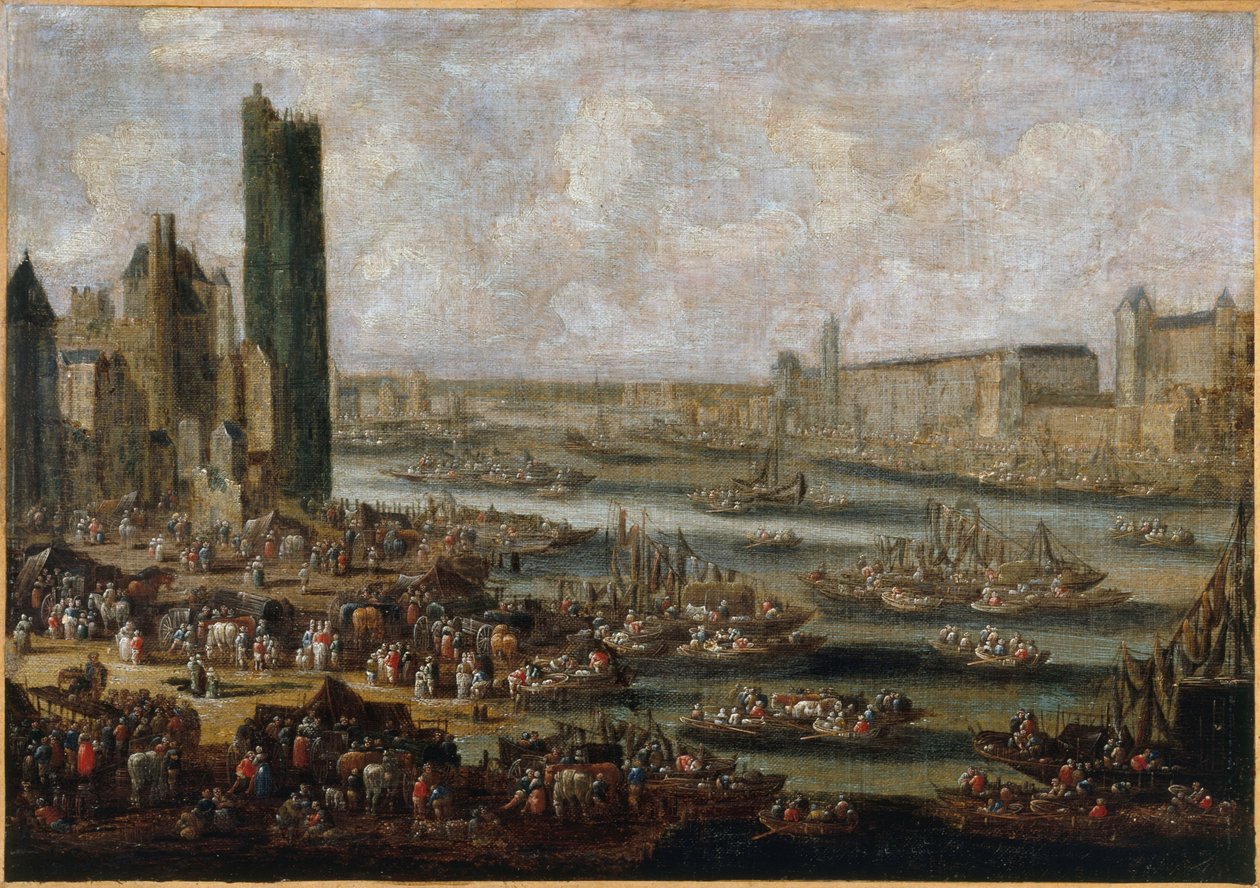 La Tour de Nesle y el Louvre, hacia 1650, hacia 1650 (óleo sobre lienzo) de Pieter Casteels