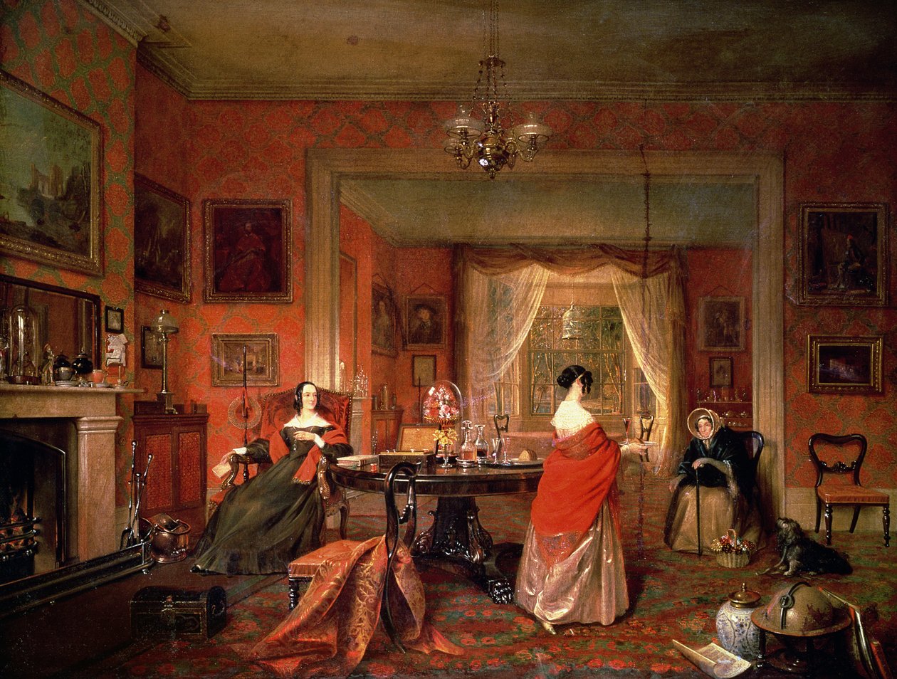 Tres damas en un interior de salón de Pieter Christoffel Wonder
